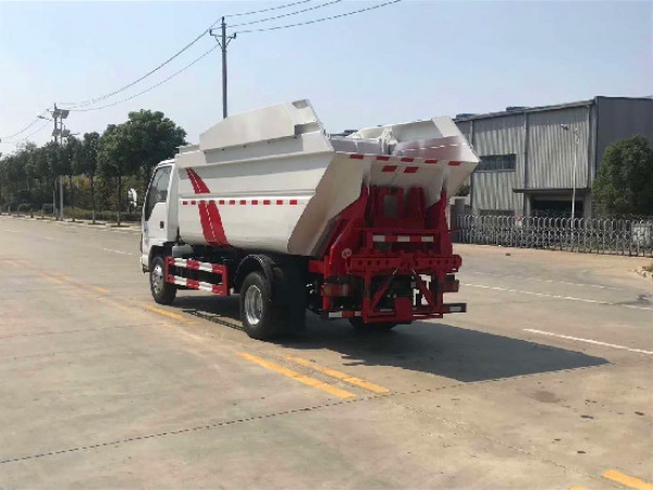 五十铃100p国六无泄漏后高位挂桶压缩垃圾车